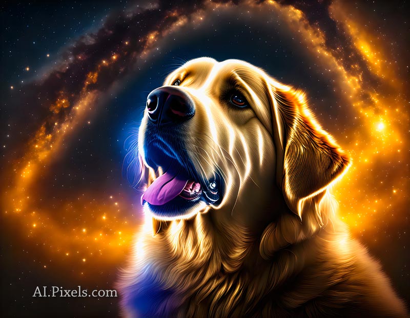 golden retriever portrait created with artificial intelligence