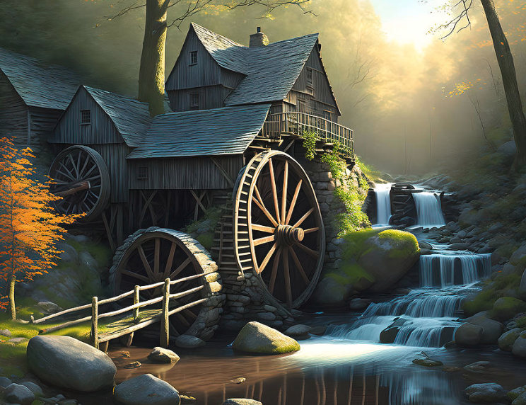 Abandoned Gristmill by a Forest Stream